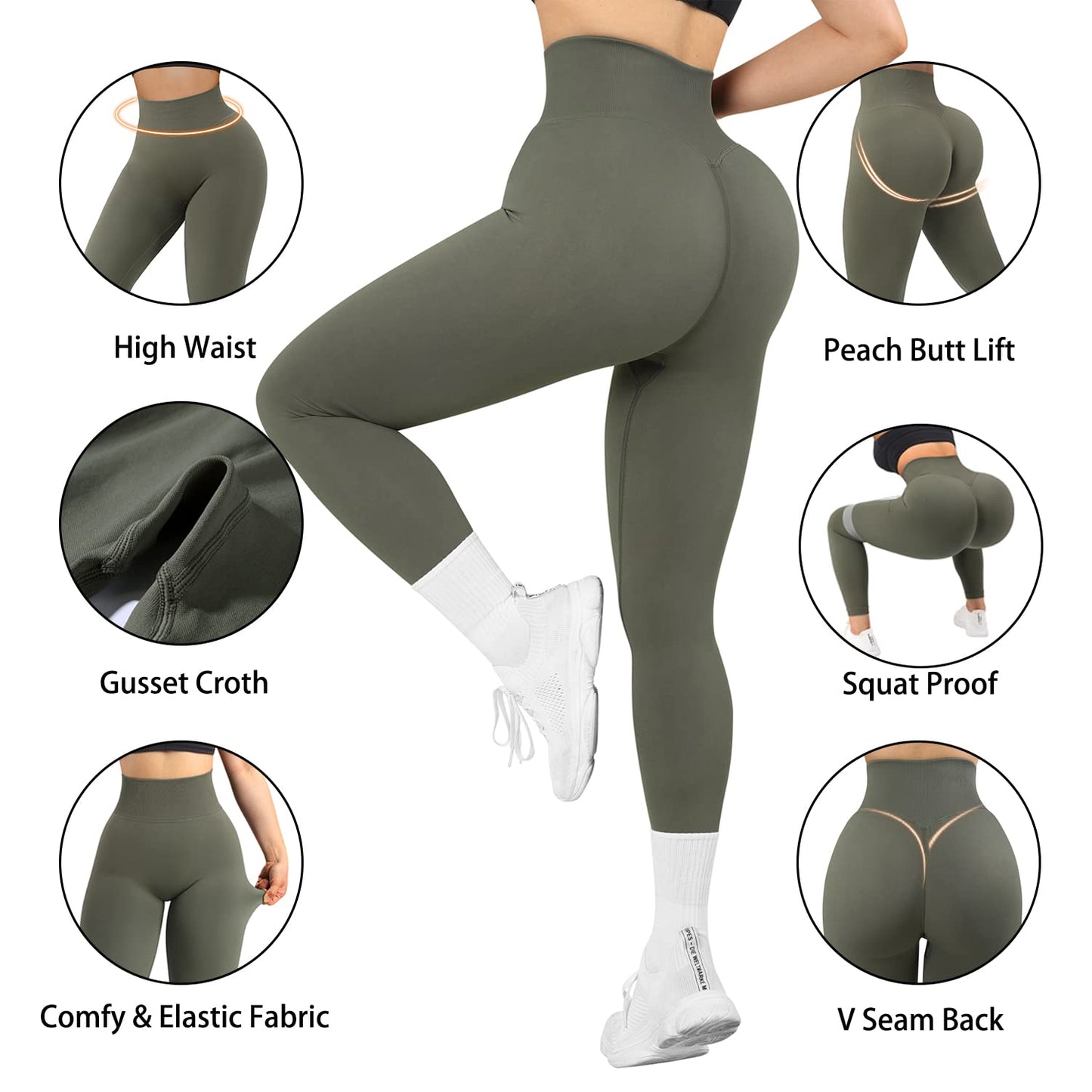 MOSHENGQI Seamless Workout Leggings for Women